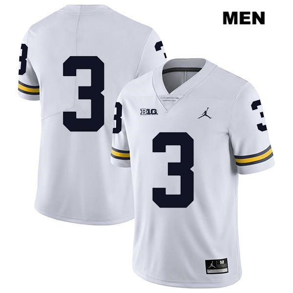Men's NCAA Michigan Wolverines Jalen Perry #3 No Name White Jordan Brand Authentic Stitched Legend Football College Jersey WE25T52US